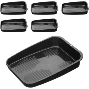 Tava pentru incaltaminte set 6, Navaris, 32.7x23.6x6cm, plastic, interior/exterior, Negru