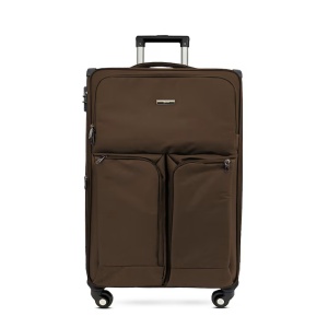 Troler cabina textil, Rorik® Explorer, bagaj de mana, valiza fermoar cifru antifurt, roti 360°, geamantan maner telescopic, troller expandabil, Maro - Img 2