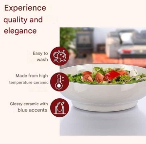 Bol ceramic pentru supa, desert, cereale, salata si paste, rezistente la cuptorul cu microunde si masina de spalat vase, ideal pentru cadouri, ALB, 250 ml - Img 4