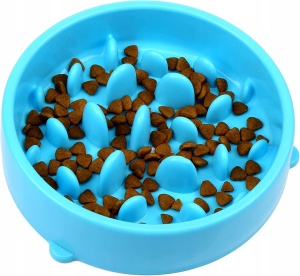 Bol de hranire pentru caini, Plastic, 19.5cm, Albastru