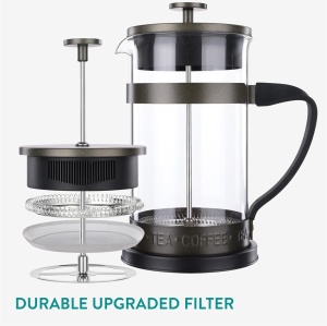 Cafetiera French Press Navaris, sticla borosilicata si inox, 1L, pentru cafea si ceai, 15,8x11x21cm - Img 7