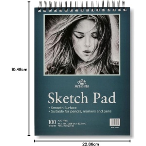 Caiet pentru schite Art-n-Fly, 100 coli, A4, 22.9 x 30.5 cm, 100 g/m, cu spirala, hartie alba - Img 6