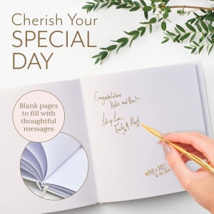 Carte de Oaspeti pentru Nunta, Your Perfect Day, 180 g/m², 32 de pagini, 22 x 22 cm, Guestbook, Alb/Auriu - Img 3