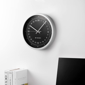 Ceas de perete Navaris, Ø 30 cm, mecanism silentios, design modern, plastic/sticla, Negru/Argintiu - Img 4