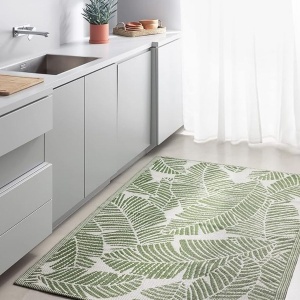 Covor pentru exterior JEMIDI, 120x180cm, polipropilena, rezistent la intemperii, usor de curatat, pentru balcon/terasa, Verde - Img 2