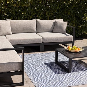 Covor pentru exterior JEMIDI, 120x180cm, polipropilena, rezistent la intemperii, usor de curatat, pentru balcon/terasa, Albastru - Img 6