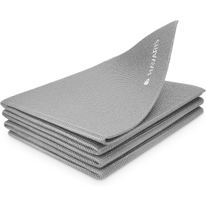 Covoras de yoga pliabil Navaris, grosimea de 4 mm pentru, pilates, antrenament, sala, fitness, pliabil, anti-alunecare, 61x173 cm, Gri deschis
