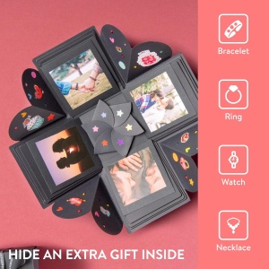 Cutie cadou creativa Intrend, Handmade, Personalizabila, Ocazii speciale, 12, 5 x 12, 5 x 12, 5 cm, Negru - Img 4