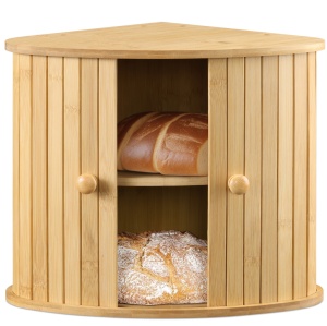 Cutie pentru paine Navaris din bambus, 30x30x31 cm, usa glisanta, maro, 54972.02