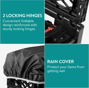 Cutie pliabila Navaris, pentru depozitare si transport, 25 L, plastic, compatibila cu carucior transport, husa impermeabila, 39.5 x 29.5 x 26 cm, Negru - Img 5