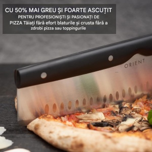Cutit pentru pizza, Orient, 34 cm, din otel inoxidabil 3CR13, maner Ergo Grip, protectie lama, Negru - Img 2