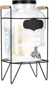 Dozator bauturi Navaris, 5L, cu stand metalic, design rainbow efect, sticla, 51378.03