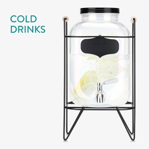 Dozator bauturi Navaris, 5L, cu stand metalic, design rainbow efect, sticla, 51378.03 - Img 6