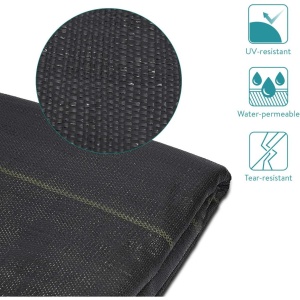 Folie agrotextila Navaris, antiburuieni, polipropilena, permeabila, rezistenta la UV, 100 g/m², 2 x 25 m, 50 m², Negru - Img 5