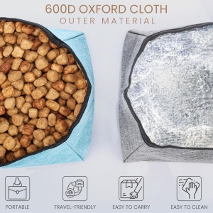 Geanta calatorie pentru animale, Belle Vous, 5L, material oxford impermeabil, 22.5 x 40 cm, caini/pisici, 2 boluri pliabile pentru apa si mancare 3 L, Albastru - Img 3