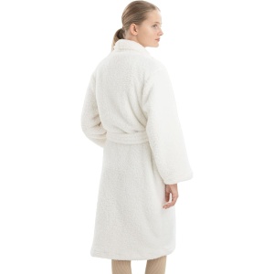 Halat de baie pentru copii HOMELEVEL, 9-10 ani, 134-140 cm, reversibil, din poliester, cu gluga, Crem - Img 4