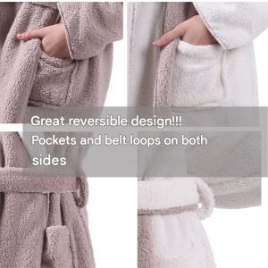 Halat de baie reversibil pentru femei Jemidi, M, Bej / Alb, Poliester, 55057.11.2 - Img 4