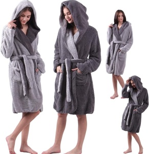 Halat de baie reversibil pentru femei Jemidi, M, Gri, Poliester, 55057.01.2 - Img 3