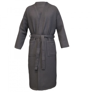 Halat de baie Waffle Pique unisex Homelevel, M, Gri, Bumbac organic, 54916.73.2