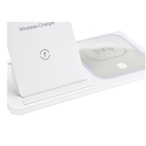 Incarcator wireless, statie incarcare 3 in 1, ReadeREST, Incarcare pentru telefon, casti, smart watch, compatibil cu toate seriile Airpods, Apple watch si Iphone Android Samsung Huawei Xiaomi, Alb - Img 2