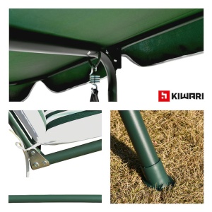 Leagan Balansoar Gradina Kiwari® Swing, 3 Locuri, 172 x 112 x 153 cm, Greutate maxima 240 kg, Perne detasabile, Terasa/Gradina, Alb/Verde - Img 6