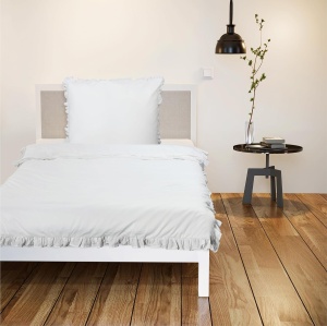 Lenjerie de pat, Jemidi, 2 piese, bumbac 100%, alb, 135x200cm, 80x80cm