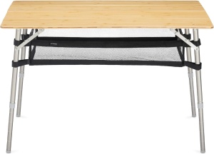 Masa de camping pliabila din bambus cu raft Navaris, 100 x 65 cm, Reglabila, Bambus, 51166.3.01 - Img 2