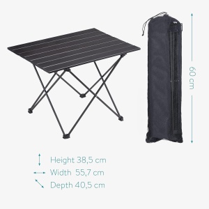 Masa de camping pliabila Navaris, Geanta de transport, Aluminiu, Negru, 45382.01 - Img 6