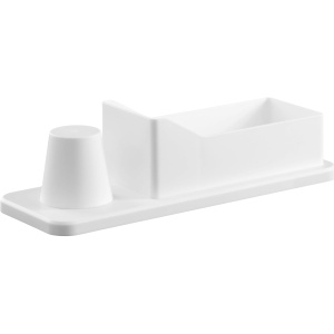 Organizator accesorii cafea Navaris, 24.4 x 8.7 x 6.8 cm, din plastic, pentru zahar, capsule, pahare, Alb - Img 3