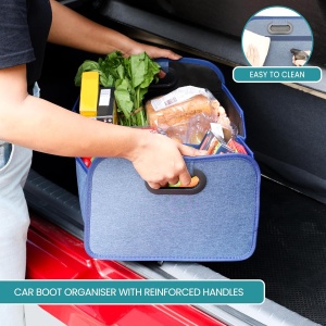 Organizator auto pentru portbagaj, Belle Vous, pliabil, 2 compartimente, curele de fixare, 30 L, 33 x 50 x 22.5 cm, Albastru - Img 2
