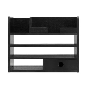 Organizator birou cu sertare Navaris, 33x24x26 cm, auto-asamblare, negru, bambus - Img 2