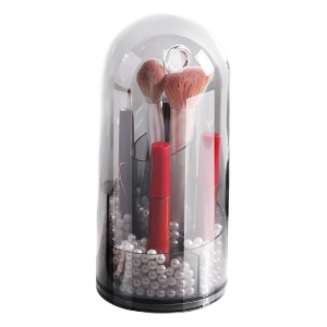Organizator pentru pensule de machiaj Navaris, Rotativ, Cu margele, 23.5 x 11 x 11 cm, ABS, Gri - Img 2