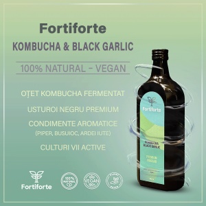 Otet balsamic KOMBUCHA BLACK GARLIC PREMIUM VINEGAR, Fortiforte, 500ml - Img 3