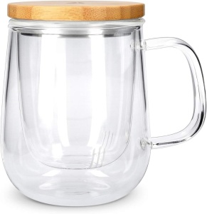 Pahar de ceai cu filtru si capac de bambus, 500ml, Transparent, 50093.01 - Img 2