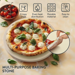 Piatra de pizza, Gourmeo, 35 x 1.5 cm, din ceramica corderita, rotunda, pentru cuptor si gratar - Img 4