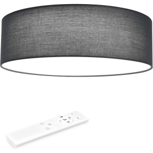 Plafoniera LED Navaris, 22W, cu telecomanda, temperatura si intensitate reglabile, diametru 32 cm, abajur textil, Gri inchis