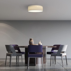 Plafoniera LED Navaris, efect de stele, Ø 40 x 12 cm, intensitate reglabila, telecomanda, abajur textil, 22 W, Bej - Img 7