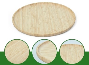 Platou de bucatarie din lemn, rotund, platou de branza, platou de servire din lemn, idee cadou, fabricata din lemn, usor de curatat si intretinut, durabila, 35 cm - Img 3