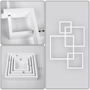 Raft perete suspendat cub Belle Vous, 4 piese, MDF, dimensiuni diferite 15–30 cm, Alb - Img 5
