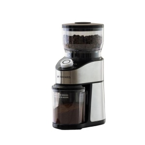 Rasnita electrica de cafea Navaris, 14 trepte macinare, din otel inxidabil/ABS, 18 x 12.5 x 28 cm, ajustare granulatie si cantitate, accesorii detasabile, usor de curatat, Argintiu