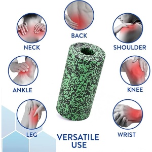 Rola cilindru pentru masaj, Everest Fitness, din spuma EPP, pentru yoga, pilates, fitness, relaxare musculara, 30 x 15 cm, genta depozitare, ghid exercitii, Negru/Verde - Img 4