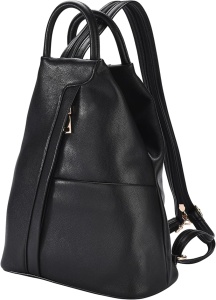 Rucsac pentru femei, DONBOLSO, imitatie de piele 2-in-1, cu baza ranforsata, curea reglabila, Negru
