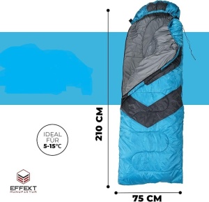 Sac de dormit Effekt Manufaktur, pentru vreme rece, material textil, impermeabil, usor de curatat, 210 x 10 x 75 cm, albastru - Img 4