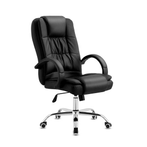 Scaun Birou Kiwari® Lio, Spatar Inalt, Sezut din Piele PU, Reglabil pe Inaltime, Baza Metal Rotativa, Design Executiv Confort Extra, Capacitate 120 kg, Negru