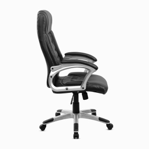 Scaun de birou ergonomic Kiwari® Eliot, spatar inalt, mecanism inclinabil cu reglaj pe gaz, rotatie 360°, brate late PP ergonomice, baza cromata stabila, roti nylon silentioase, tapiterie PU+PVC neteda, suporta 136 kg, Negru - Img 10