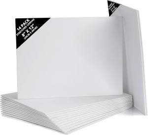 Set 14 panze pentru pictura Kurtzy, 20x30 cm, din bumbac, 3 mm grosime, pentru vopsele acrilice si uleioase, Alb