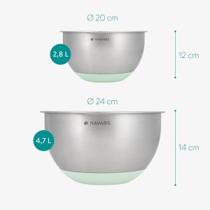 Set 2 boluri metalice multifunctionale cu capac Navaris, 20 cm si 24 cm, 3 razatori, Antiderapant, Inox, argintiu/verde - Img 3