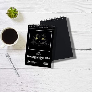 Set 2 caiete pentru schite si desen, Art-n-Fly, A5, cu spirala, 50 coli, 140 g/m², hartie neagra, 14 cm x 21,6 cm - Img 4