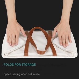Set 2 cosuri de rufe pliabile Navaris, portabile, cu manere, 43.2 x 31 x 28 cm, pentru depozitare haine, jucarii, textile, Bej - Img 5
