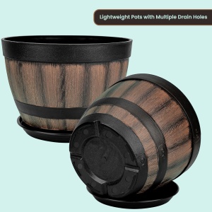 Set 2 ghivece pentru flori Belle Vous, 22.5 x 16.3 cm, 5L, Cu tava suport, Interior/Exterior, Plastic, Maro/Negru - Img 6